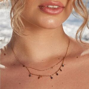 Delicate Shiny Colored Stone *Tassel Chain* Necklace